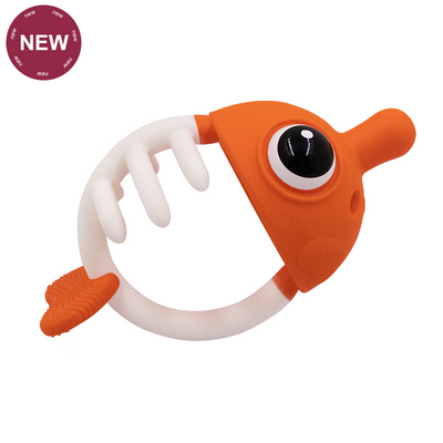 Mombella Clownfish 3 w 1 Kojąca i Pop Fidget Sensoryczna zabawka gryzak dla dzieci powyżej 3 miesięcy z bezpłatnym klipsem