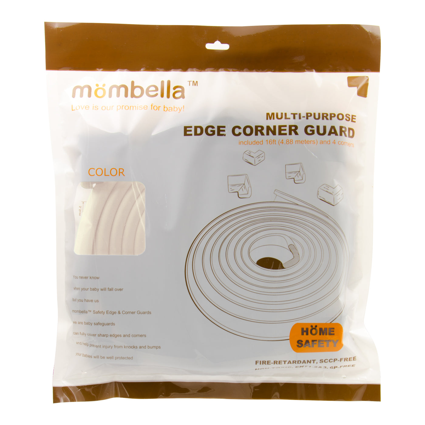 MOMBELLA Multi-purpose edge corner guard 16ft and 4 corners Home safety Ivory Color - mombella